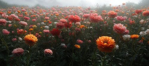Flower Field Painting | Misty Blooms