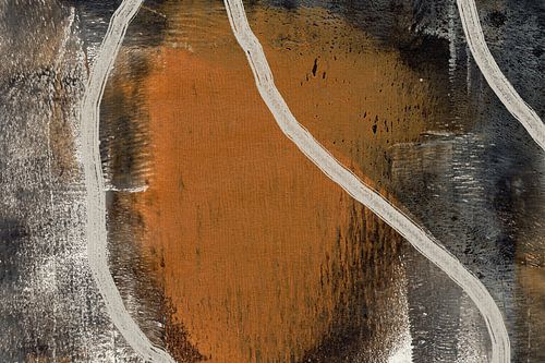 Japandi. Abstract schilderij in bruin, taupe, terracotta