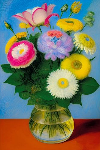 Fleurs dans un vase, digital painting