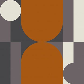 Abstrakter geometrischer Retro-Stil in Dunkelgold, Taupe, Grau V von Dina Dankers