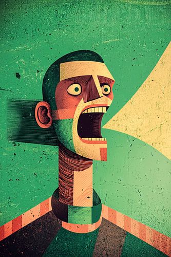 Visage expressif dans un style cubiste