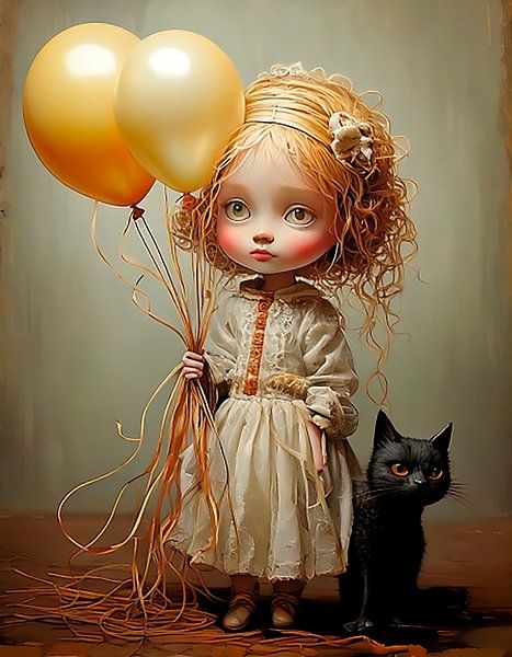 Mädchen mit Katze... von Ans Bastiaanssen
