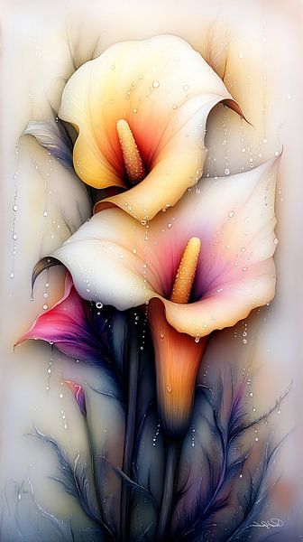 Aquarell von Blumen von Gelissen Artworks