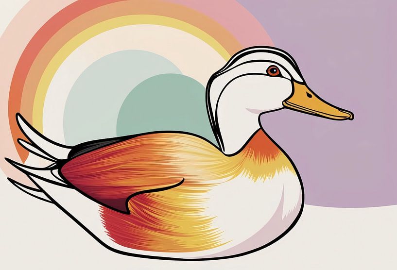 Duck with abstract rainbow by Art & Soul Creations