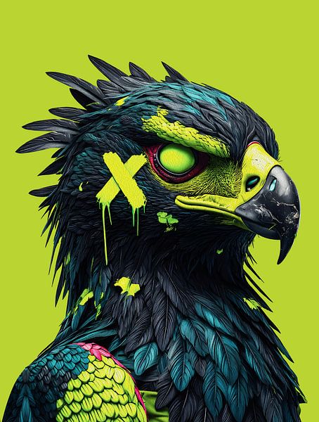 Cyberpunk Neon Eagle - Futuristisches Tier Wandkunst von Ramy Salah Hefny