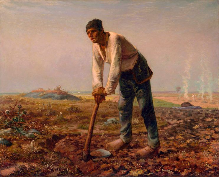 Mann mit einer Hacke, Jean-François Millet von Meisterhafte Meister