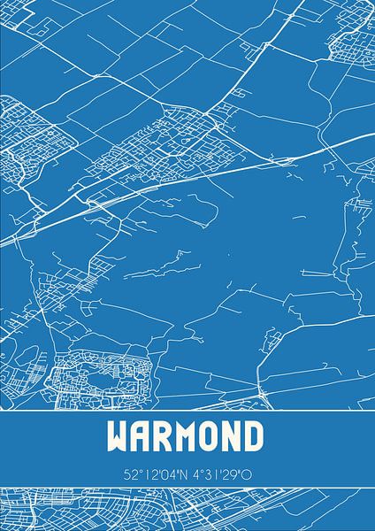 Blauwdruk | Landkaart | Warmond (Zuid-Holland) van Stad & Wand