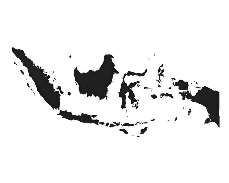 Indonesia Map in Black by Art Kingdom
