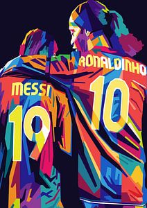 Lionel Messi et Ronaldinho Pop Art sur Noval Purnama
