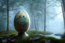 Grünes Fabergé-Ei im Wald von Nicolette Vermeulen