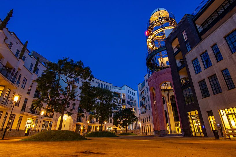 The moon quarter during the blue hour by Mark Lenoire