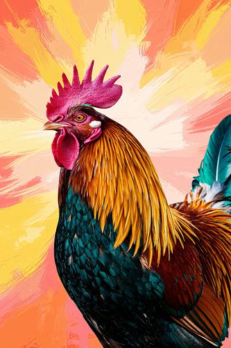 Kleurrijke haan met opvallend detail