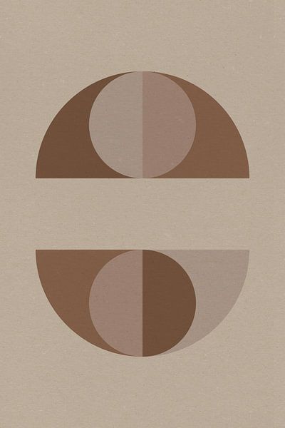 Modern abstract geometric art in retro style in brown and beige No 4 by Dina Dankers