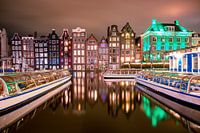 Amsterdam canals Netherlands, Amsterdam Holland during sunset evening during wintertime in the Nethe