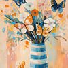 Papillons de jardin | peinture jardin joyeux sur Peintures accrocheuses