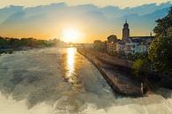 Deventer sunset painted by Arjen Roos thumbnail