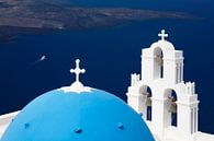 Kerk over de Egeïsche Zee, Santorini, Cycladen, Griekenland van Markus Lange thumbnail