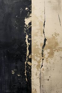 Kontraste von Schwarz und Beige mit groben Rissen und Spritzern