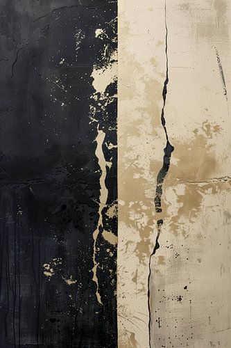 Contrastes de noir et de beige avec des déchirures et des éclaboussures rugueuses
