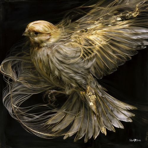vogeltje in olieverf van Gelissen Artworks
