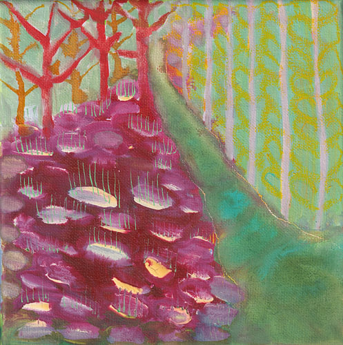 Crimson Trees at Dawn