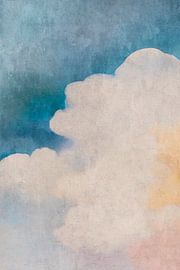 Paysage scandinave nuageux dans des tons bleu aquatique