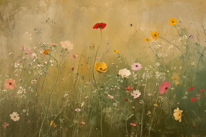Bloemenveld in pastelkleuren van Carla Van Iersel