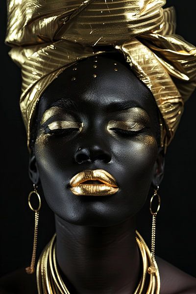 Afrikanische Frau in Gold von Poster Art Shop
