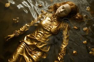 Waternimf in goud van Carla Van Iersel