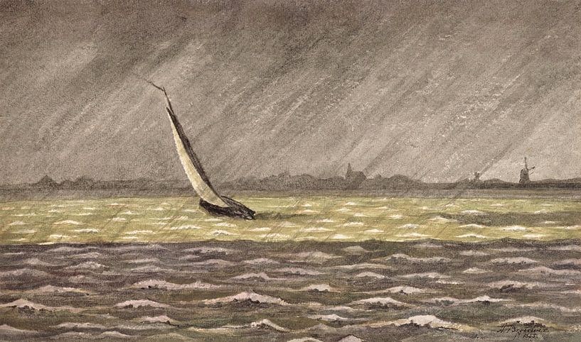 Sailing boat on the Zuiderzee, Adriaan Brouwer by Masterful Masters