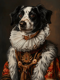Aristocratic Border Collie – Renaissance Royal Dog Portrait by Dave Schloffi