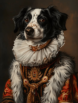 Aristocratische Border Collie – Koninklijk hondenportret uit de Renaissance