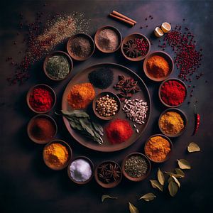 Runde Zusammensetzung aller Arten von Gewürzen und Kräutern