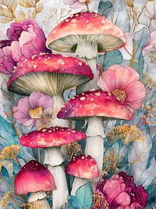 Mushrooms floral art 5