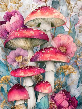 Mushrooms floral art 5 by JBJart Justyna Jaszke