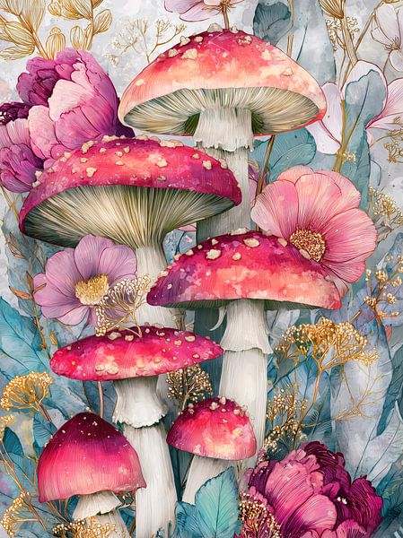 Paddenstoelen bloemsierkunst 5 van JBJart Justyna Jaszke