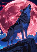 A majestic wolf stands atop