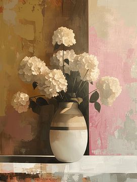 Nature morte avec des hortensias aux couleurs pastel sur Studio Allee