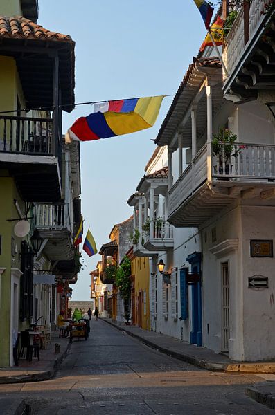 De straten van Cartagena de Indias, met de Colombiaanse vlag van Carolina Reina Photography
