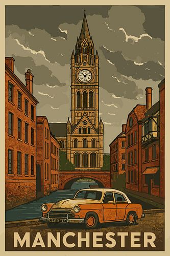 Voyage vintage Paysage urbain de Manchester