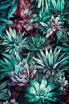 Bloemen botanisch patroon 17 #succulent van JBJart Justyna Jaszke