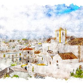 Église surplombant Tavira (Portugal) (art) sur Art by Jeronimo
