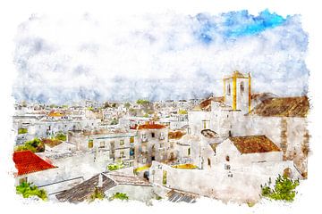 Église surplombant Tavira (Portugal) (art)