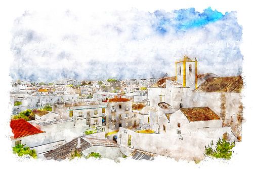 Kerk met uitzicht over Tavira (Portugal) (kunst) van Art by Jeronimo