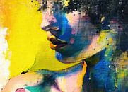 Woman Yellow | Abstract Female portrait with Blue by Wonderful Art thumbnail