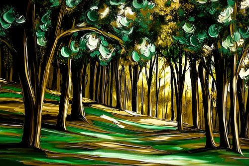 Betoverend bos met gouden licht