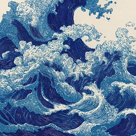 Classic blue ocean waves by IamHome Studio