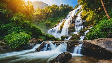 Waterval met zonneschijn van Mustafa Kurnaz