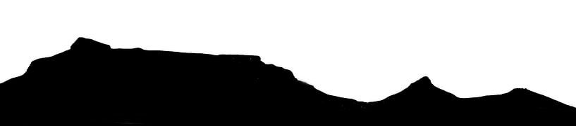 een silhouet van de Tafelberg met Leeuwenhoofd en Signal Hill mixed media van Werner Lehmann