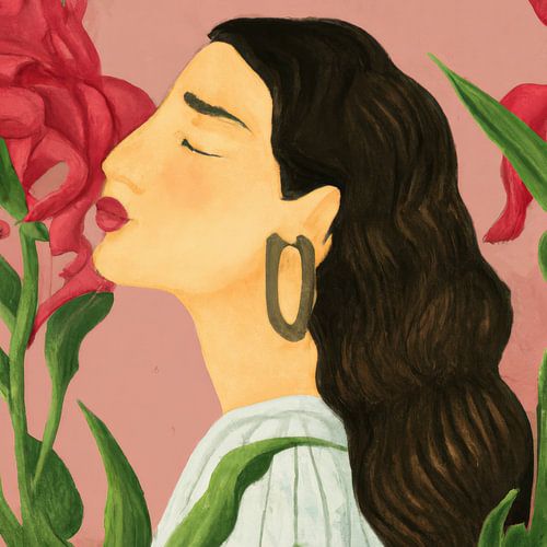 Illustration bohème "Ça sent si bon"